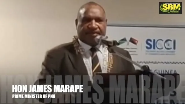 James Marape speaks about Solomon Taiyo at the PNG-Solomon Islands Investment Conference